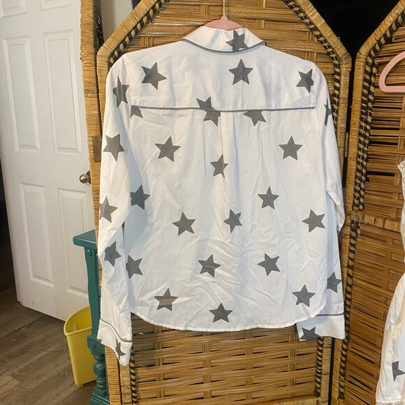 Gilly Hicks by Hollister Star Print Satin Pajama Set XS Top & Lace Romper NWT - Picture 9 of 11